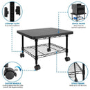 Multipurpose Black Metal 2-Tier Mobile Under Desk Printer Stand Cart w/ Casters