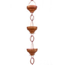 Pure Copper 8.5-Ft Rain Chain with 13 Hammered Funnel Shape Cups