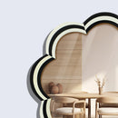 15" Black & White Resin Inlay Round Scalloped Boho Wall Mirror