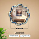 Handmade Blue & White Bone Inlay Scalloped Wall Mirror – 18"