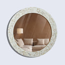Round Mother of Pearl & Resin Inlay Wall Hanging White Mirror Frame- 22" Dia