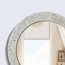 Round Mother of Pearl & Resin Inlay Wall Hanging White Mirror Frame- 22" Dia