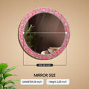 Round Mother of Pearl & Resin Inlay Wall Hanging Pink Mirror Frame- 28" Dia