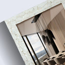 30x20" Rectangular Mother of Pearl & Resin Inlay Wall Hanging Mirror - White, Grey