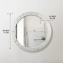 Bone Inlay Chaucer-Dame Round Wall Mirror, 28" Collection, White