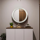 Bone Inlay Chaucer-Dame Round Wall Mirror, 28" Collection, White