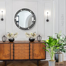 Bone Inlay Chaucer-Queen Round Wall Mirror, 28" Collection, Black and White