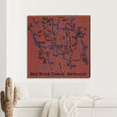 Red River Gorge, Kentucky Red Texturized Map Sign | Wall Art Print on Real Wood