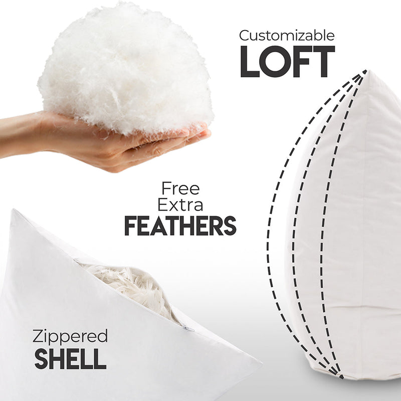 16x16 Throw Pillow - 2 PCS / 4 Sided Luxurious Premium Pillow with Reversible Cover Microsuede/Microplush Fabric. Forever Fluffy, Outstanding Beauty & Support. Soft & Beyond Comfortable