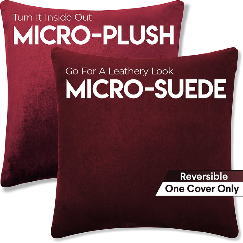 16x16 Throw Pillow - 2 PCS / 4 Sided Luxurious Premium Pillow with Reversible Cover Microsuede/Microplush Fabric. Forever Fluffy, Outstanding Beauty & Support. Soft & Beyond Comfortable