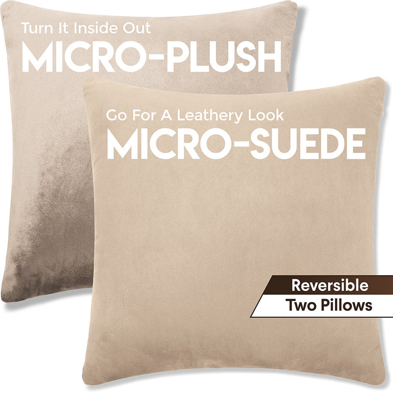 16x16 Throw Pillow - 2 PCS / 4 Sided Luxurious Premium Pillow with Reversible Cover Microsuede/Microplush Fabric. Forever Fluffy, Outstanding Beauty & Support. Soft & Beyond Comfortable