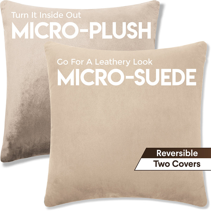 16x16 Throw Pillow - 2 PCS / 4 Sided Luxurious Premium Pillow with Reversible Cover Microsuede/Microplush Fabric. Forever Fluffy, Outstanding Beauty & Support. Soft & Beyond Comfortable