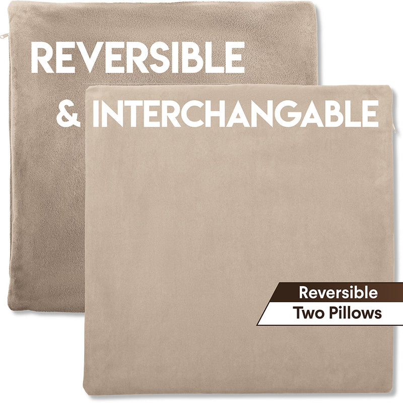 16x16 Throw Pillow - 2 PCS / 4 Sided Luxurious Premium Pillow with Reversible Cover Microsuede/Microplush Fabric. Forever Fluffy, Outstanding Beauty & Support. Soft & Beyond Comfortable