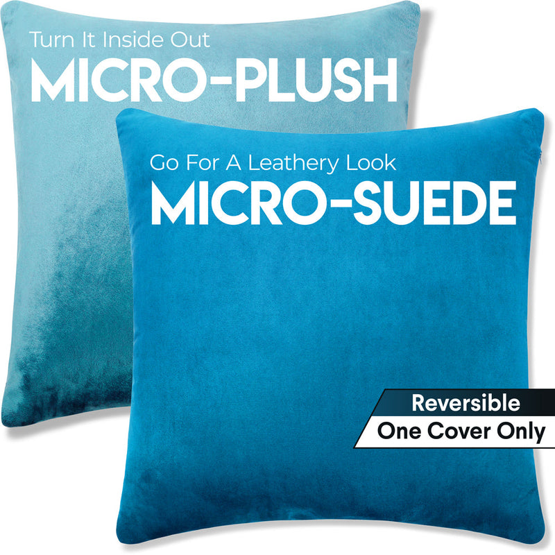 16x16 Throw Pillow - 2 PCS / 4 Sided Luxurious Premium Pillow with Reversible Cover Microsuede/Microplush Fabric. Forever Fluffy, Outstanding Beauty & Support. Soft & Beyond Comfortable