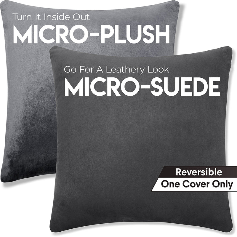 16x16 Throw Pillow - 2 PCS / 4 Sided Luxurious Premium Pillow with Reversible Cover Microsuede/Microplush Fabric. Forever Fluffy, Outstanding Beauty & Support. Soft & Beyond Comfortable