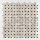 Silver light 12"x12" Honed Lattice Marble Mosaic Product shoot mosaic view