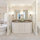 Silver light 12"x12" Honed Lattice Marble Mosaic Product shoot mosaic wash room view 5