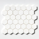 Ice white 10 3/8"x12" Polished Hexagon Marble Mosaic Product shoot mosaic view 3