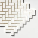 Ice white 11"x11" Polished Herringbone 1x2 Marble Mosaic Product shoot mosaic view  2