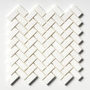 Ice white 11"x11" Polished Herringbone 1x2 Marble Mosaic Product shoot mosaic view  4
