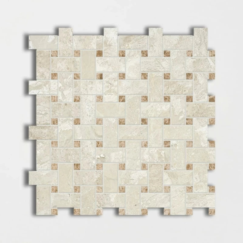 Royal And Paradise Honed 12"x12" Basket Weave Marble Mosaic Tile product shot profile view