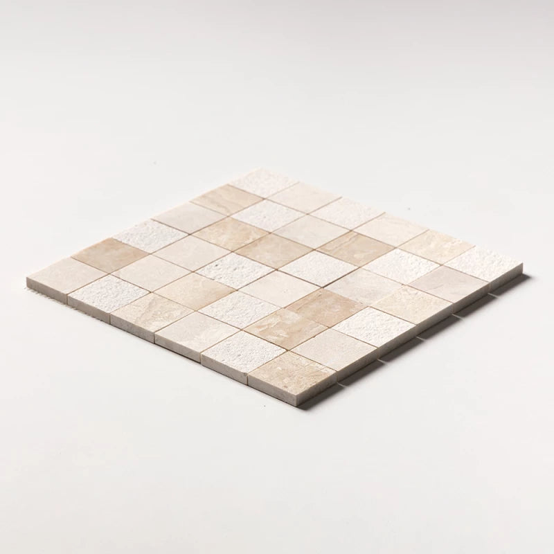 Royal Textured 12"x12" Marble 2"x2" Mosaic Tile angle view