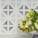 Ice white 14 3/4"x14 3/4" Avenza Multi Finish Classic Lattice Marble Mosaic Product shoot mosaic view 1