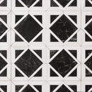 Ice white 13 9/16"x13 9/16" Black Multi Finish Kent Marble Mosaic Product shoot mosaic view
