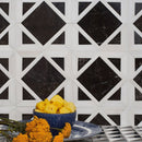 Ice white 13 9/16"x13 9/16" Black Multi Finish Kent Marble Mosaic Product shoot mosaic view 2