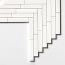 Ice white 12 7/8"x8 9/16" Polished Large Herringbone Marble Mosaic Product shoot mosaic view 2