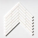 Ice white 12 7/8"x8 9/16" Polished Large Herringbone Marble Mosaic Product shoot mosaic view 3