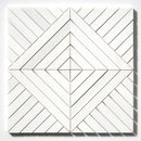 Ice white 14 5/16"x14 5/16" Multi Finish Ponte Marble Mosaic Product shoot mosaic view 5