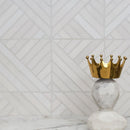 Ice white 14 5/16"x14 5/16" Multi Finish Ponte Marble Mosaic Product shoot mosaic view 4