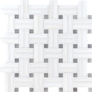 Ice white 12"x12" Polished Diagonal Basket Weave Marble Mosaic Product shoot mosaic view