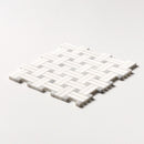Ice white 12"x12" Honed Diagonal Basket Weave Marble Mosaic Prouct shoot mosaic view 1