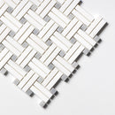 Ice white 12"x12" Honed Diagonal Basket Weave Marble Mosaic Prouct shoot mosaic view 2