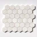 Clear Ice Polished 10 3/8"x12" Hexagon Marble Mosaic profile view