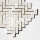 Clear Ice Polished 11"x11" Herringbone 1"x2" Marble Mosaic edge view