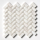 Clear Ice Polished 11"x11" Herringbone 1"x2" Marble Mosaic profile view