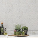 Clear Ice Polished 11"x11" Herringbone 1"x2" Marble Mosaic kitchen view 2