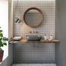 Oyama Clear Ice, Avenza, Allure Multi Finish 12 1/2"x12 1/2" Devon Marble Mosaic bathroom view