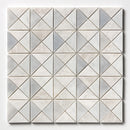 Oyama Clear Ice, Avenza, Allure Multi Finish 12 1/2"x12 1/2" Devon Marble Mosaic top view