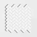 Thassos, Keefer mix 11"x11" Honed Herringbone 1x2 Marble Mosaic Product shoot mosaic view