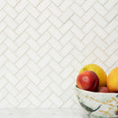 Thassos, Keefer mix 11"x11" Honed Herringbone 1x2 Marble Mosaic Product shoot mosaic view 1 