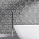 Penny Round 9 1/4"x9 29/64" White, Allure Light, Britannia Honed Penny Round 8 Marble Mosaic Product shoot washroom view