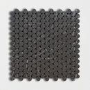 Penny Round Iris Black Honed 11 1/4"x11 3/4" Marble Mosaic wall view