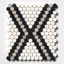 Penny Round 11 27/64"x10 15/64" Honed Diamond 1 Marble Mosaic wall view