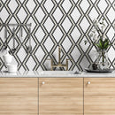 Penny Round 11 27/64"x10 15/64" Honed Diamond 1 Marble Mosaic kitchen sink view