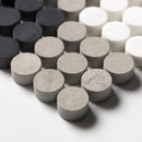 Penny Round Honed  9 27/32"x9 27/32" Plaid 1 Marble Mosaic edge view