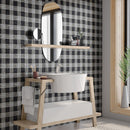 Penny Round Honed  9 27/32"x9 27/32" Plaid 1 Marble Mosaic bath mirror view